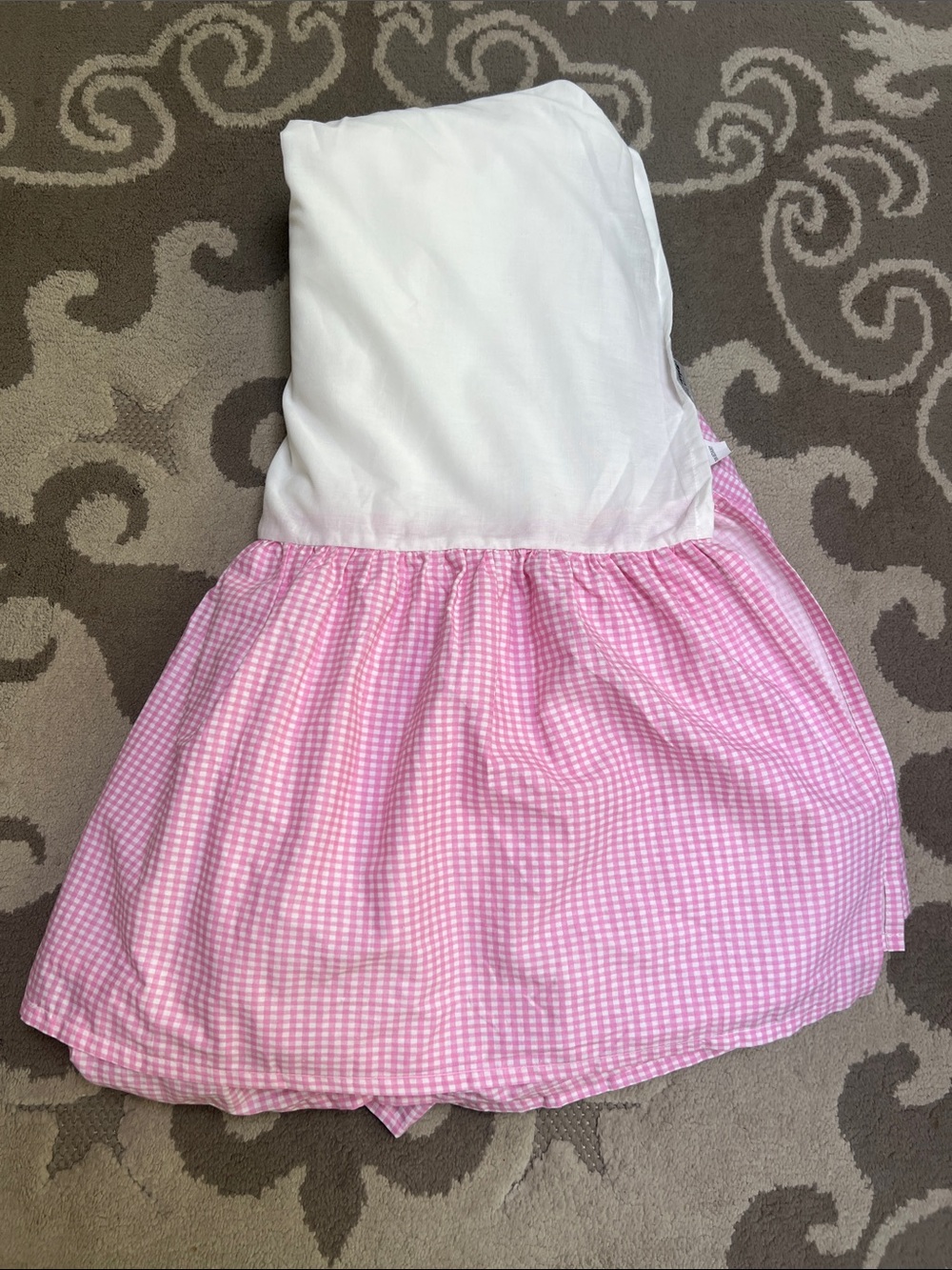 Company Kids White & Pink Gingham Twin Bedskirt 100% Cotton